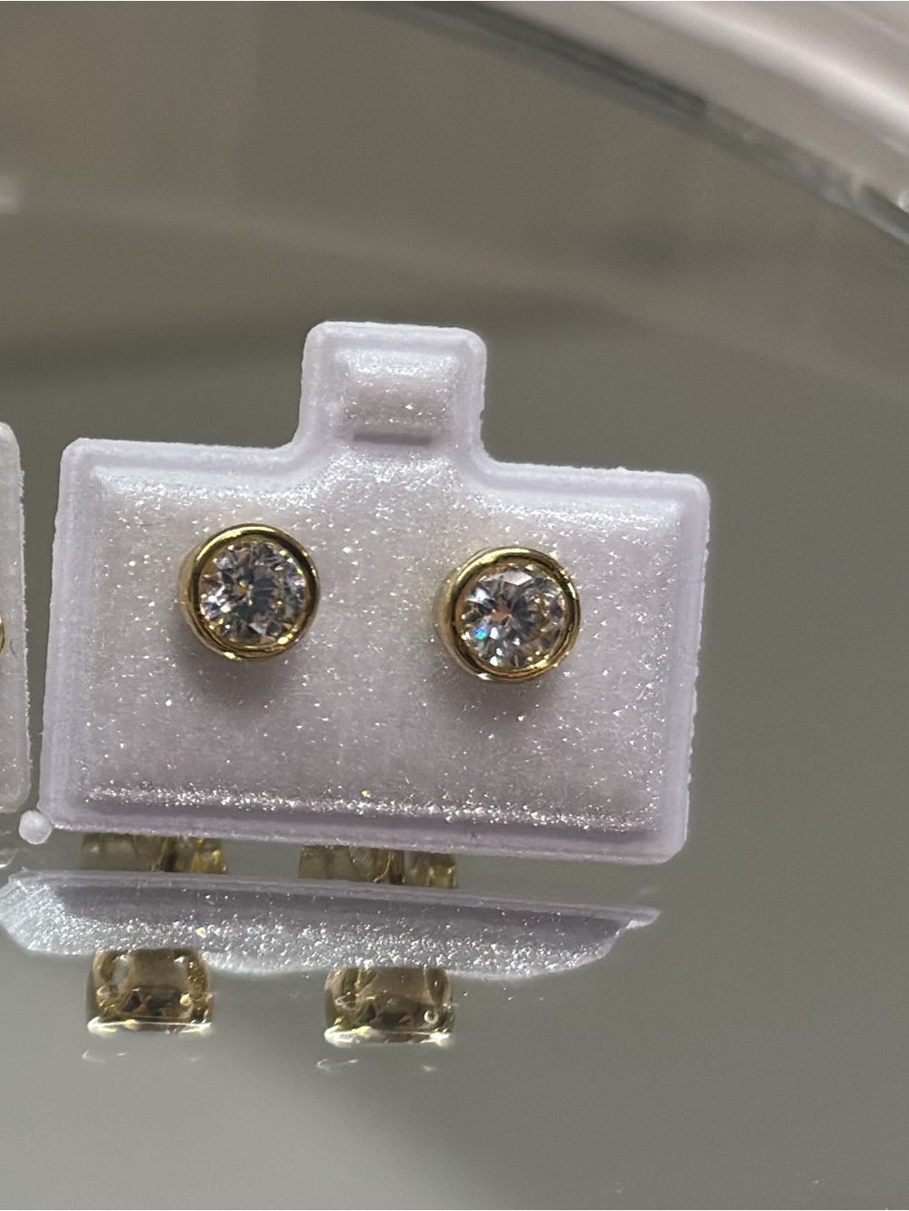 Gold Crystal Bezel Stud Earrings for Women